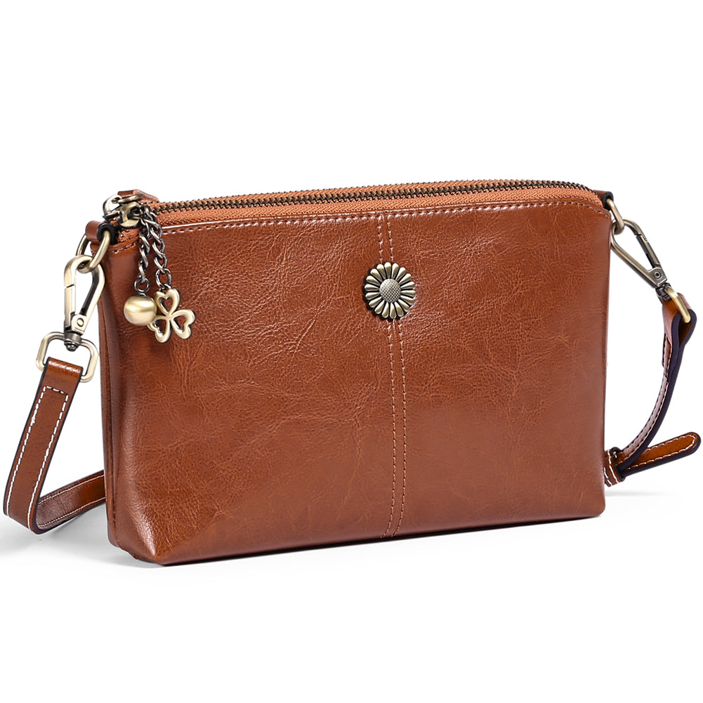 Genuine Leather Women's Clutch Messenger Bag-Clutch-Brown-Free Shipping Leatheretro