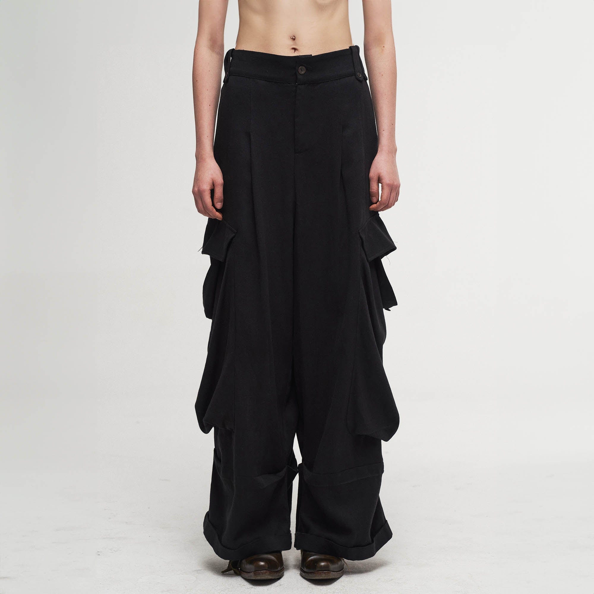 ILNya Nieternite Nifutur Draped Big-Pocket Wide-Leg Cargo Pants-Pants-S(0)-Free Shipping Leatheretro