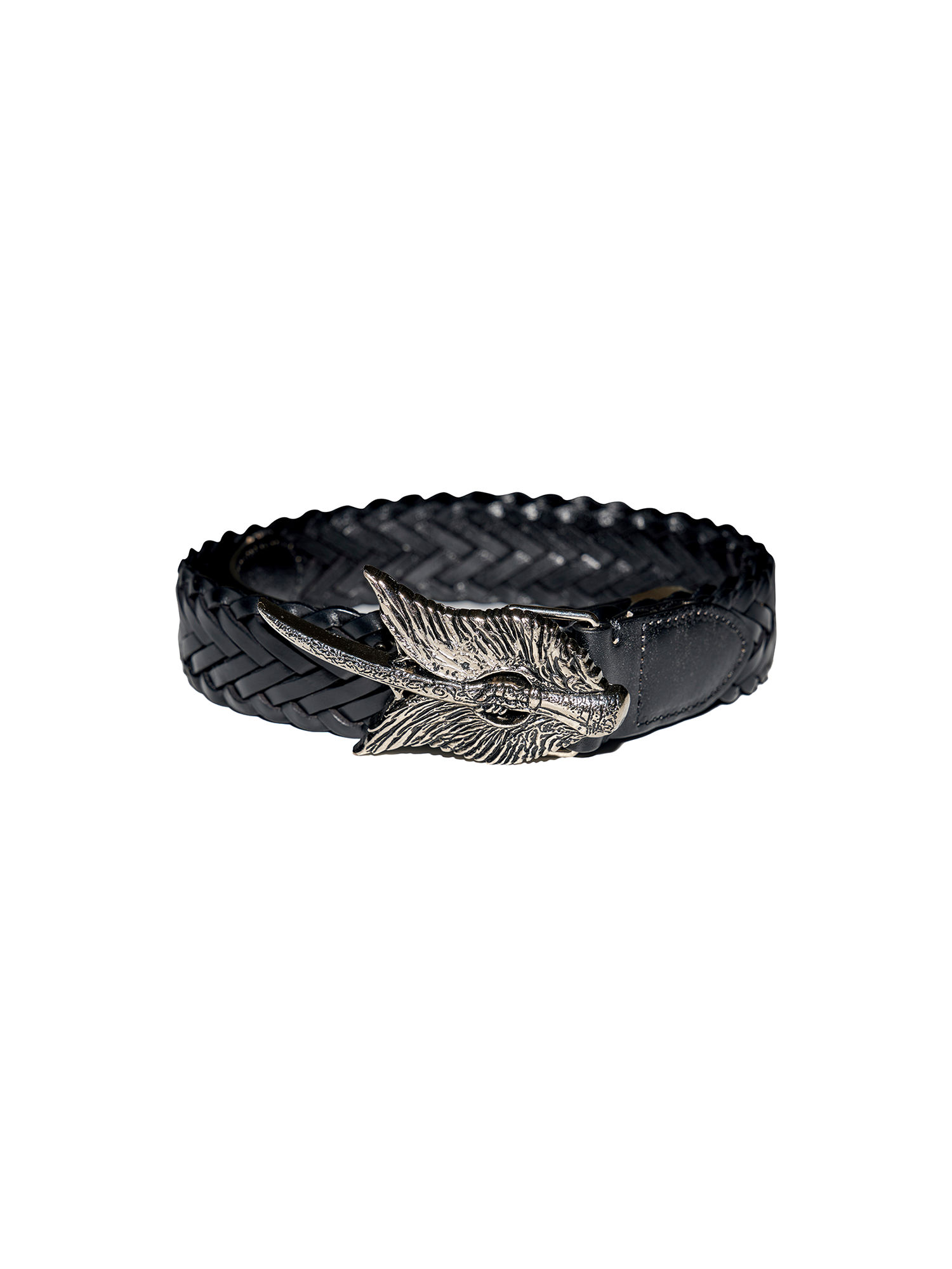 RICHILL Wing Emblem Braided Leather Belt-Belt-One Size-White-Free Shipping Leatheretro