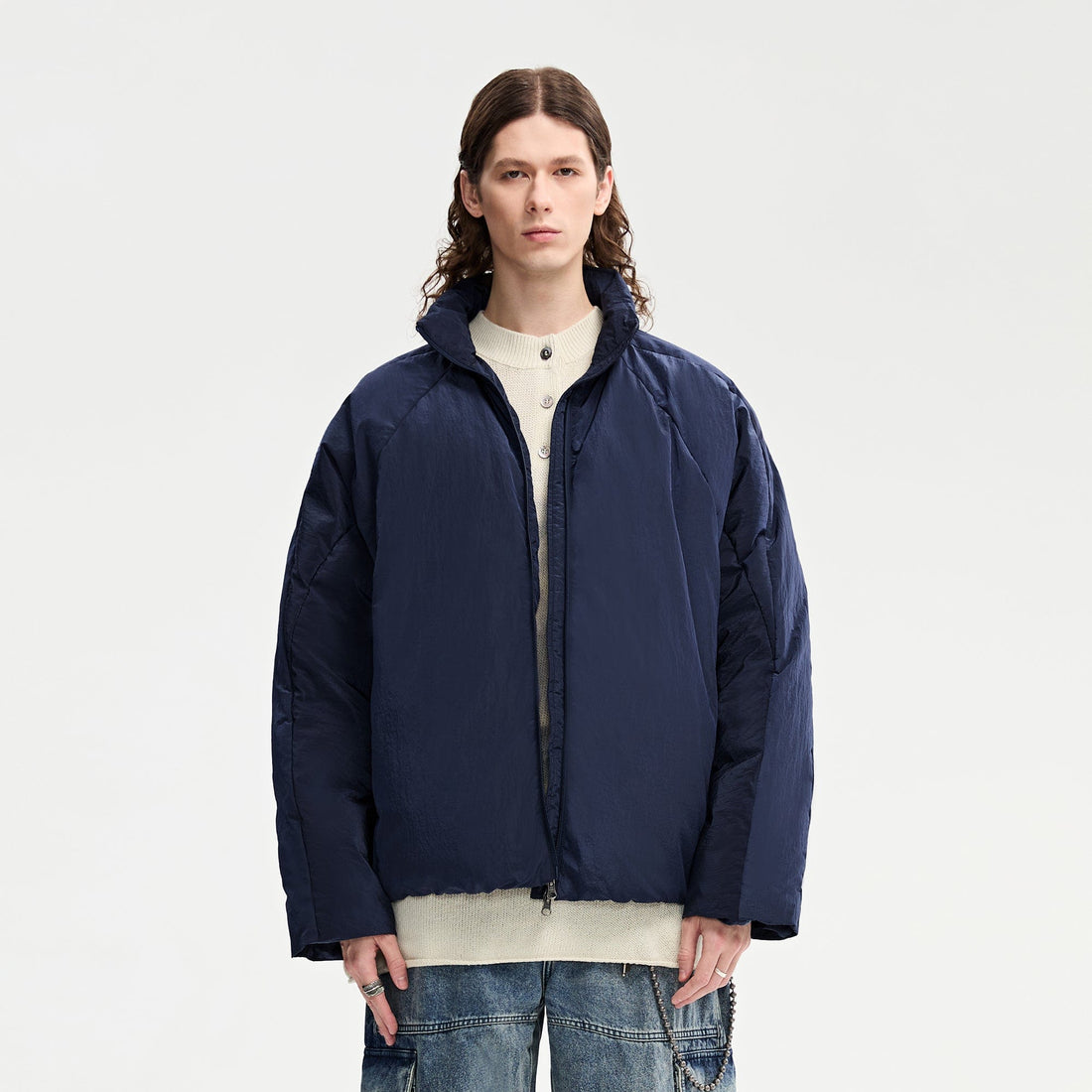 ORGANIC EMOTION Deconstructed Bat Silhouette Down Jacket-Jacket-S-Blue-Free Shipping Leatheretro