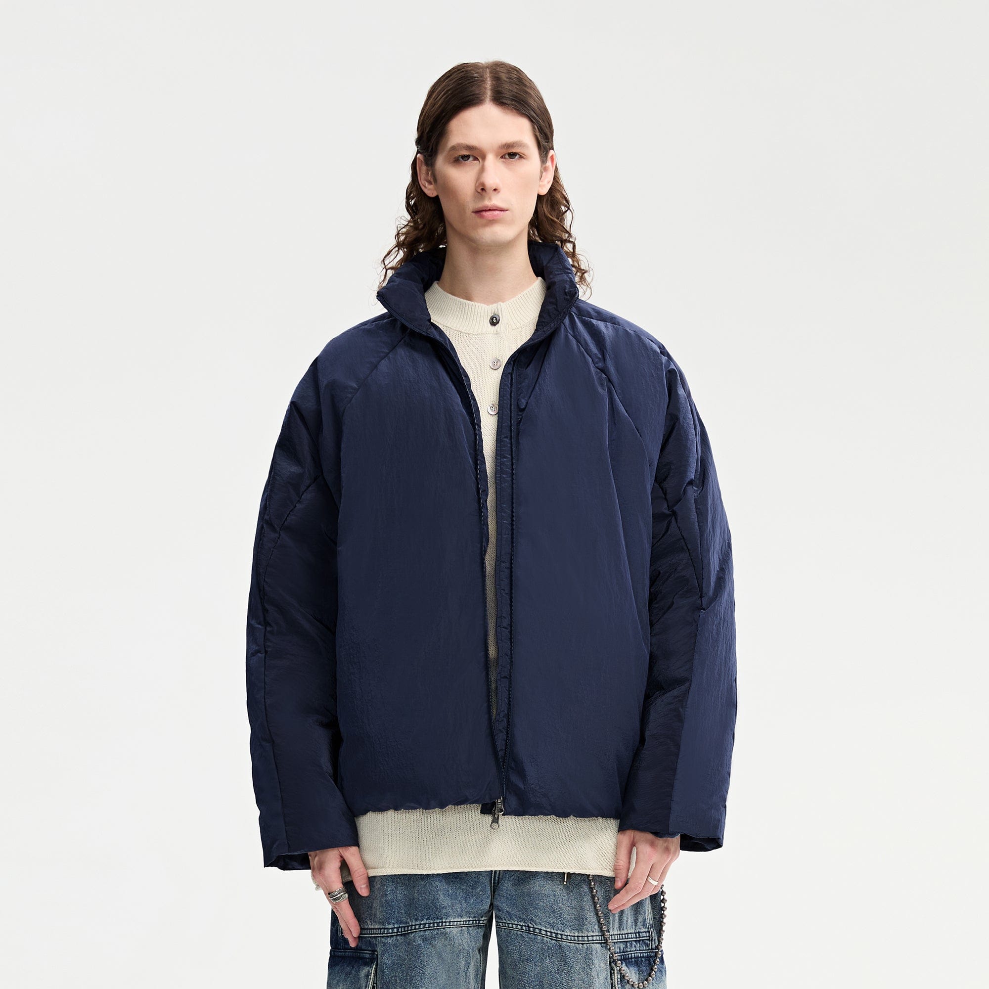 ORGANIC EMOTION Deconstructed Bat Silhouette Down Jacket-Jacket-S-Blue-Free Shipping Leatheretro