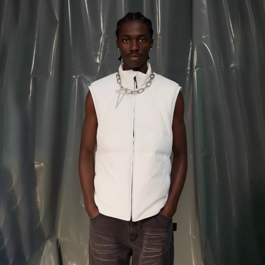 RECOVER ZONE Essential Windproof Down Vest-Vest-S-White-Free Shipping Leatheretro