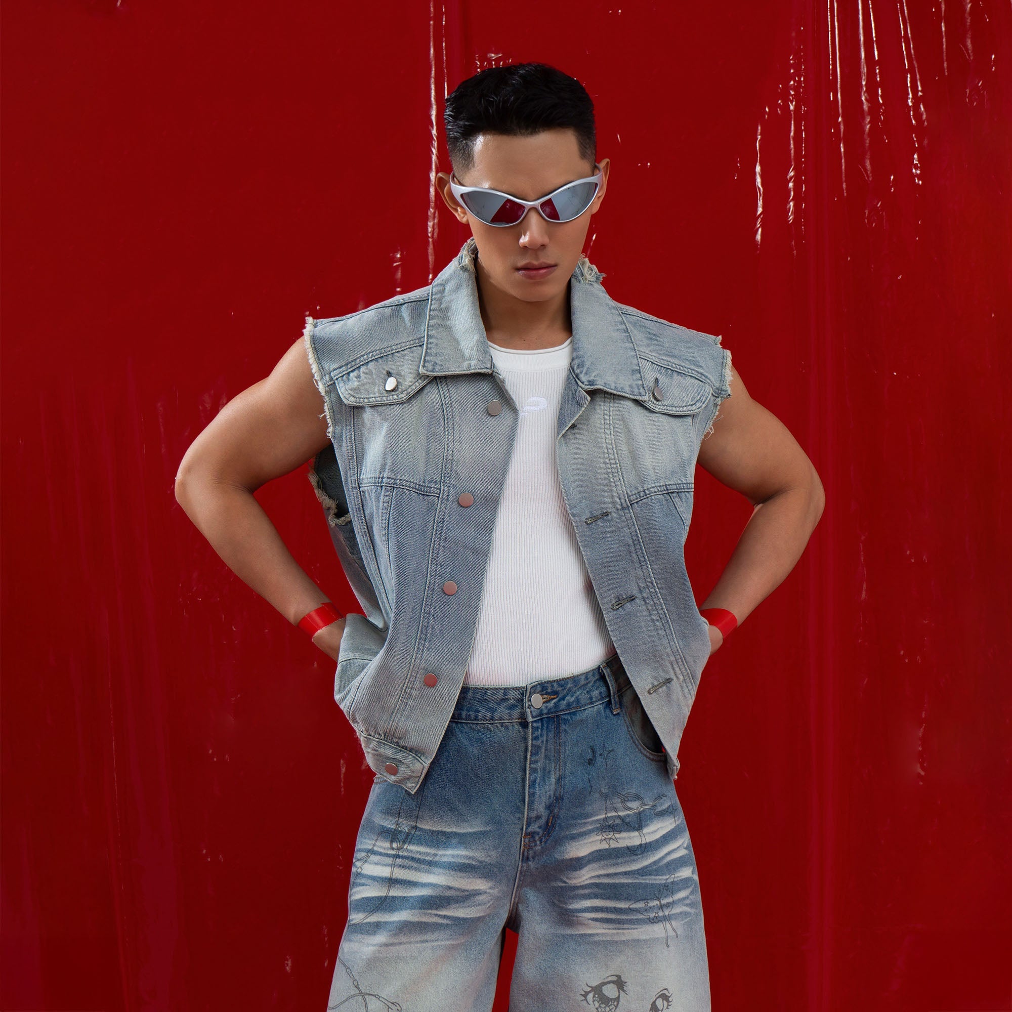 CLP Washed Frayed-Hem Vest-Vest-M (Preorder)-Free Shipping Leatheretro