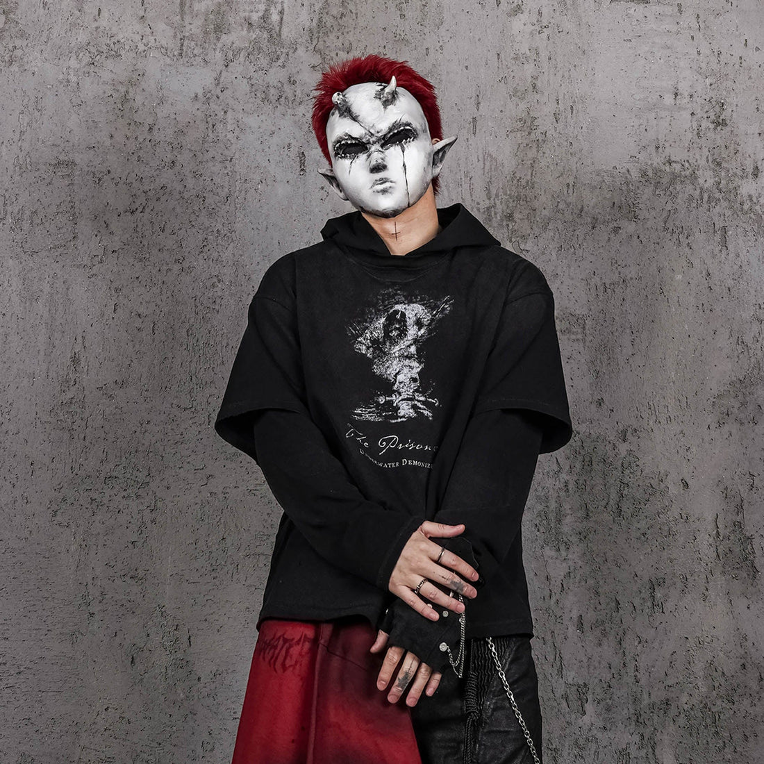 UNDERWATER The Prisoner Distressed Layered Hoodie-Hoodie-S-Free Shipping Leatheretro