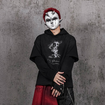 UNDERWATER The Prisoner Distressed Layered Hoodie-Hoodie-S-Free Shipping Leatheretro