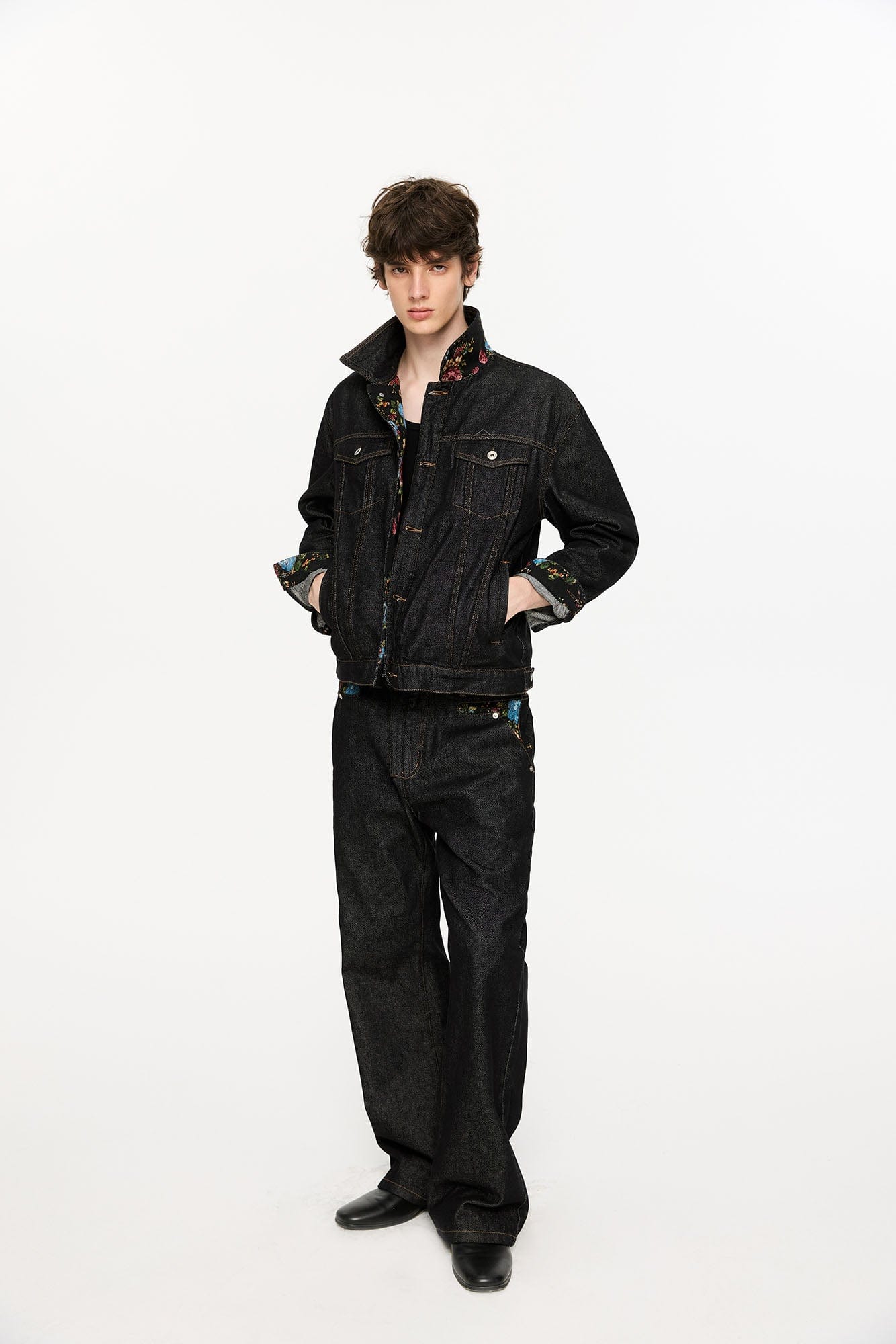 KREATE Floral Lined Stitched Jeans-Jeans-S-Free Shipping Leatheretro