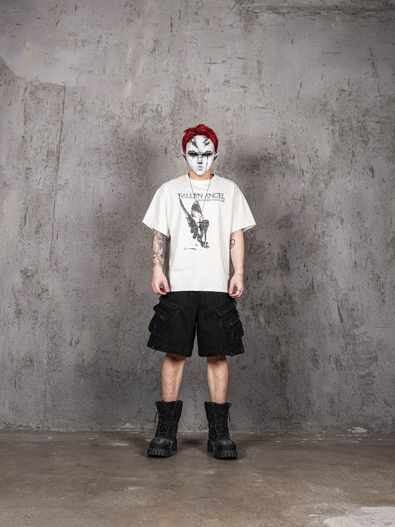 UNDERWATER Layered-Pocket Distressed Denim Shorts-Shorts-S-Free Shipping Leatheretro