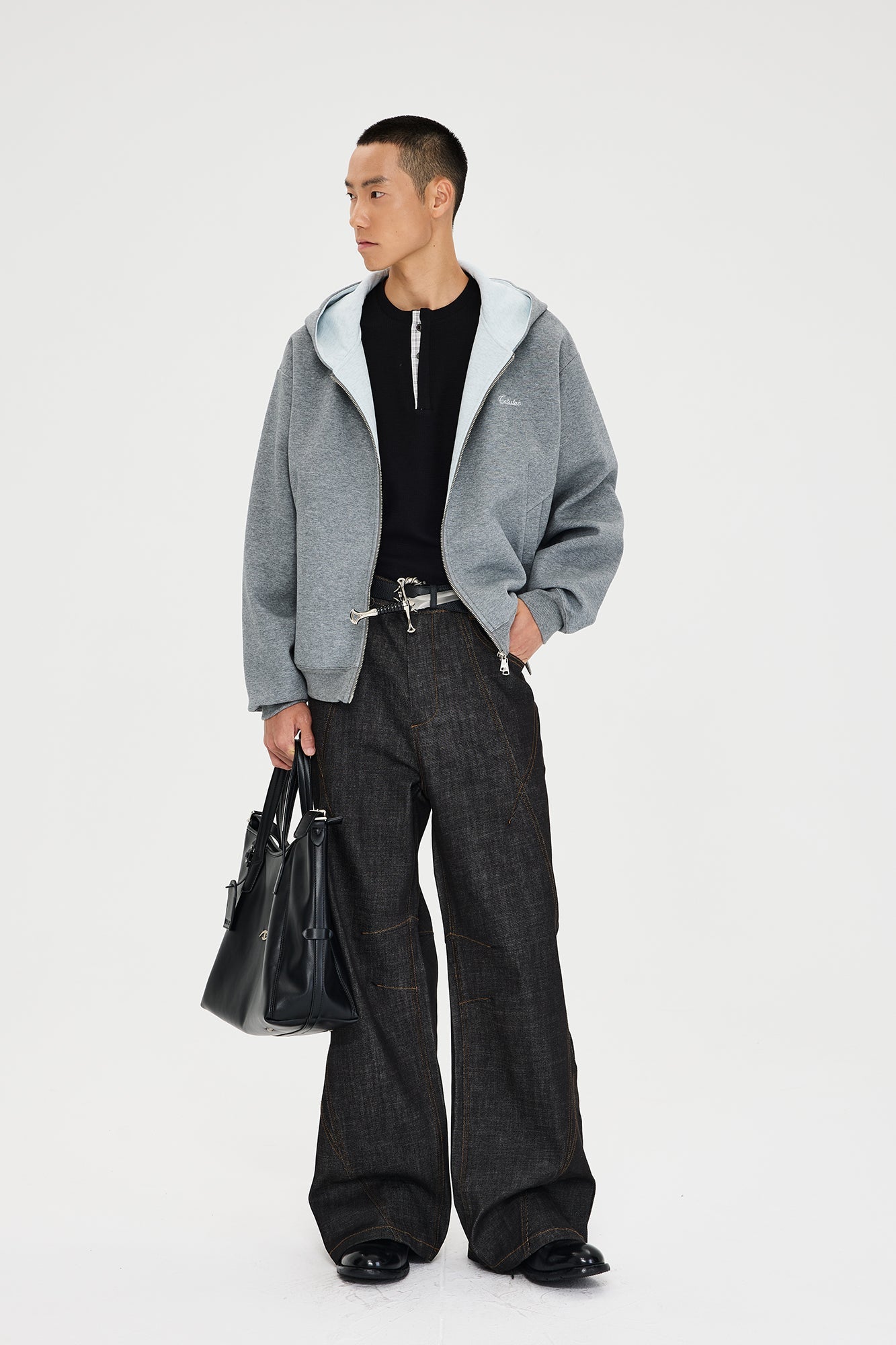 CATSSTAC Essential Embroidered LOGO Zip-Up Hoodie-Jacket-M (Preorder)-White-Free Shipping Leatheretro