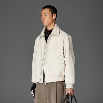 CATSSTAC Topstitch Ornate Pocket Wool-Blend Jacket-Jacket-M (Preorder)-White-Free Shipping Leatheretro