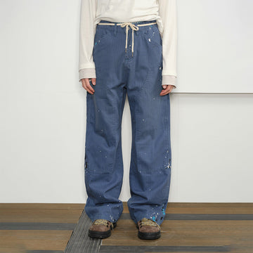 KREATE Paint-Splattered Double-Knee Pants-Pants-S-Blue-Free Shipping Leatheretro