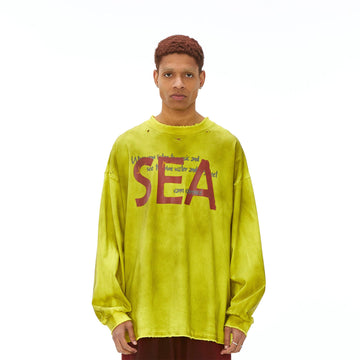 VANN VALRENCE Distressed Contrast Graphic Long-Sleeve Tee-L/S Tee-S-Free Shipping Leatheretro