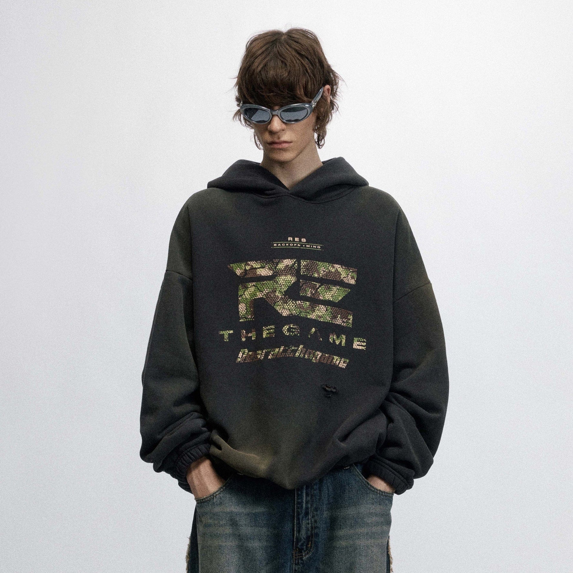 OVDY The Game Distressed Hoodie-Hoodie-S-Grey-Free Shipping Leatheretro