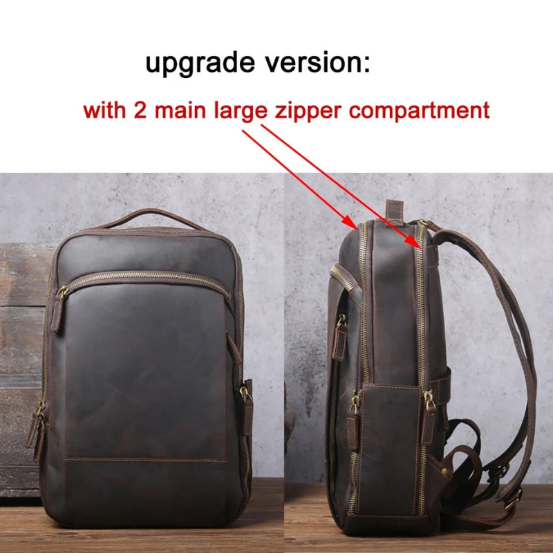 Vintage Crazy Horse Leather Men Backpack - Professional Daily Men’s Business Bag-Backpacks-Upgrade Version-Free Shipping Leatheretro