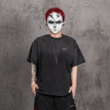 UNDERWATER Washed Ripped Gradient T-Shirt Black-T Shirt-S-Free Shipping Leatheretro