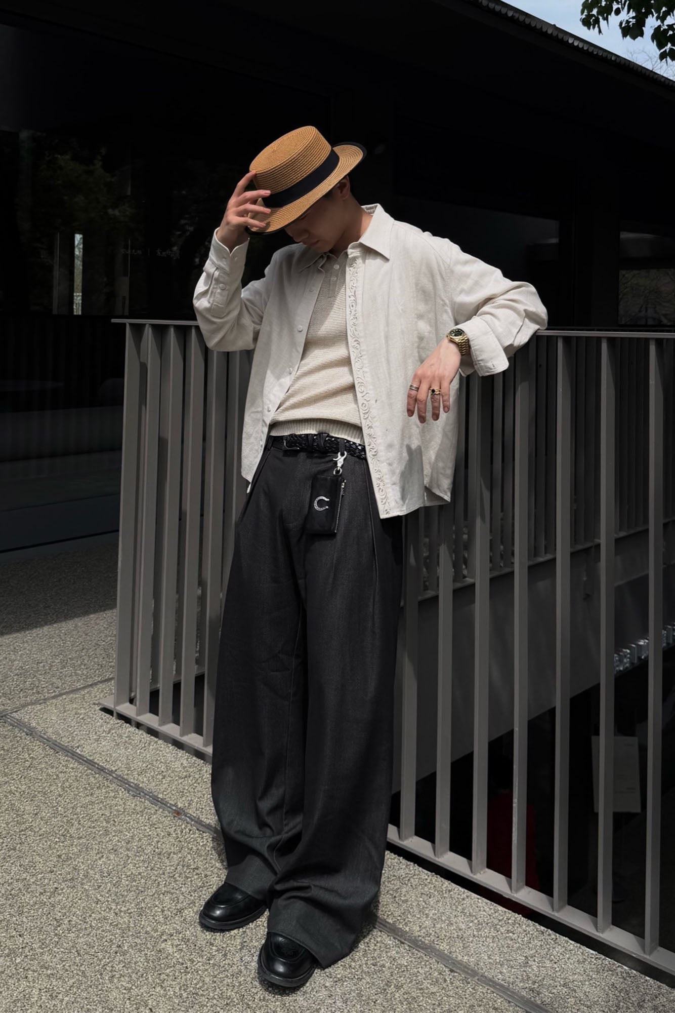 CATSSTAC Triple-Pleat Wool-Blend Wide-Leg Trousers-Pants-M-Free Shipping Leatheretro