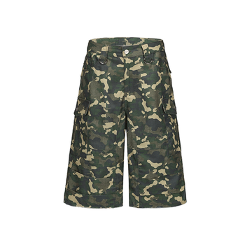 CYCYCY Camo Wide-Leg Cargo Shorts-Shorts-XXS / 28"-Free Shipping Leatheretro