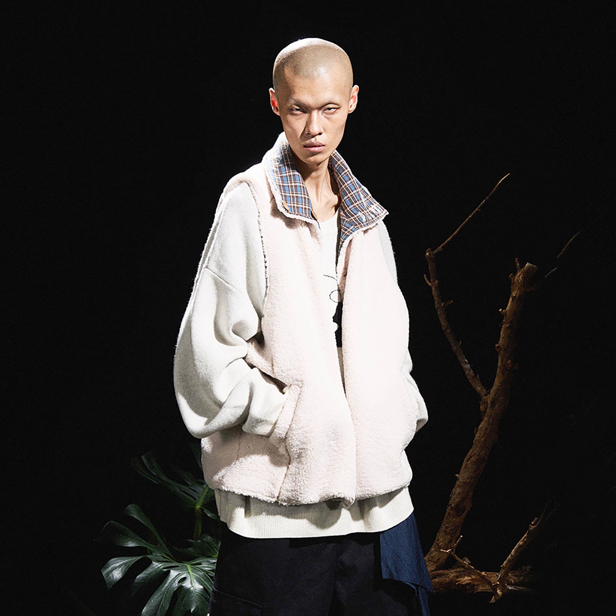 RELABEL Pupa Reversible Plaid Fleece Vest-Vest-S-White-Free Shipping Leatheretro