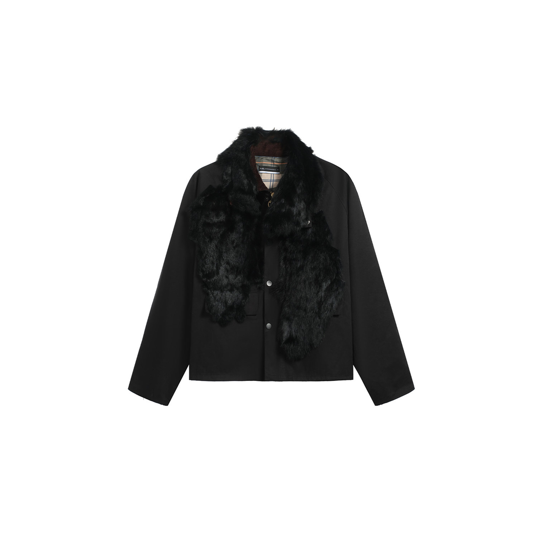 NOTHINGNESS WORLD Mottled Faux Fur Collar Snap-Button Jacket-Jacket-M (Preorder)-Free Shipping Leatheretro