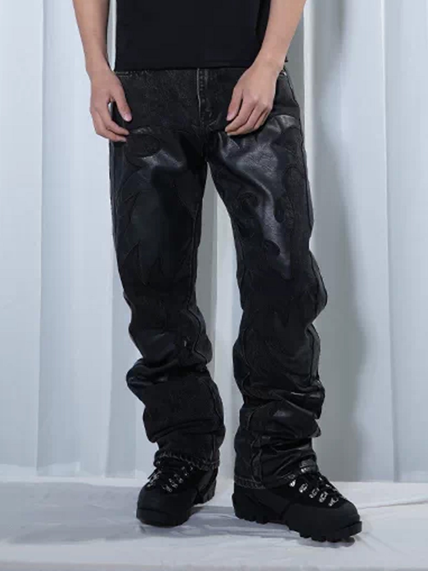 VINKID Dragon Graphic Washed Jeans-Jeans-S-Free Shipping Leatheretro