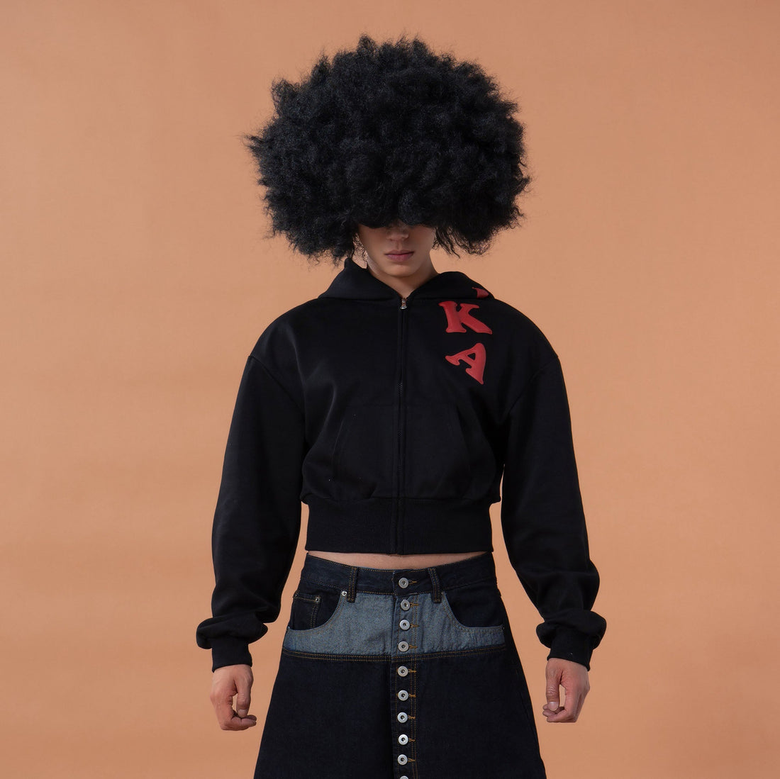 CLP Letter Patch Cropped Zip-Up Hoodie-Jacket-S (Preorder)-Free Shipping Leatheretro