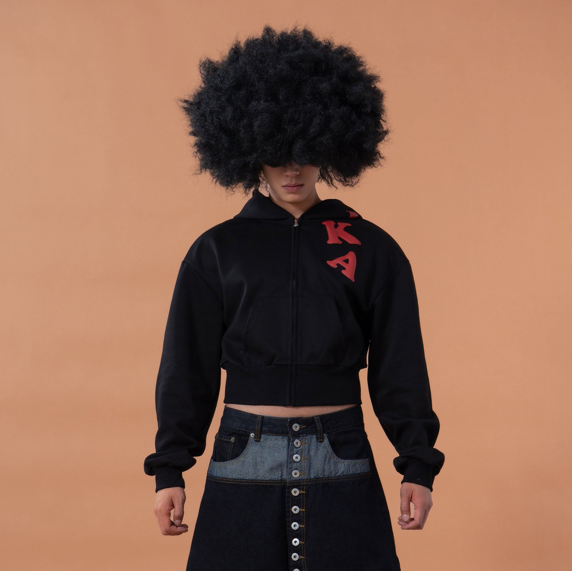 CLP Letter Patch Cropped Zip-Up Hoodie-Jacket-S (Preorder)-Free Shipping Leatheretro