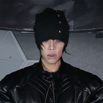 SSIN7 Cross Rivet Beanie-Hat, Cap, Beanie-One Size (Preorder)-Free Shipping Leatheretro