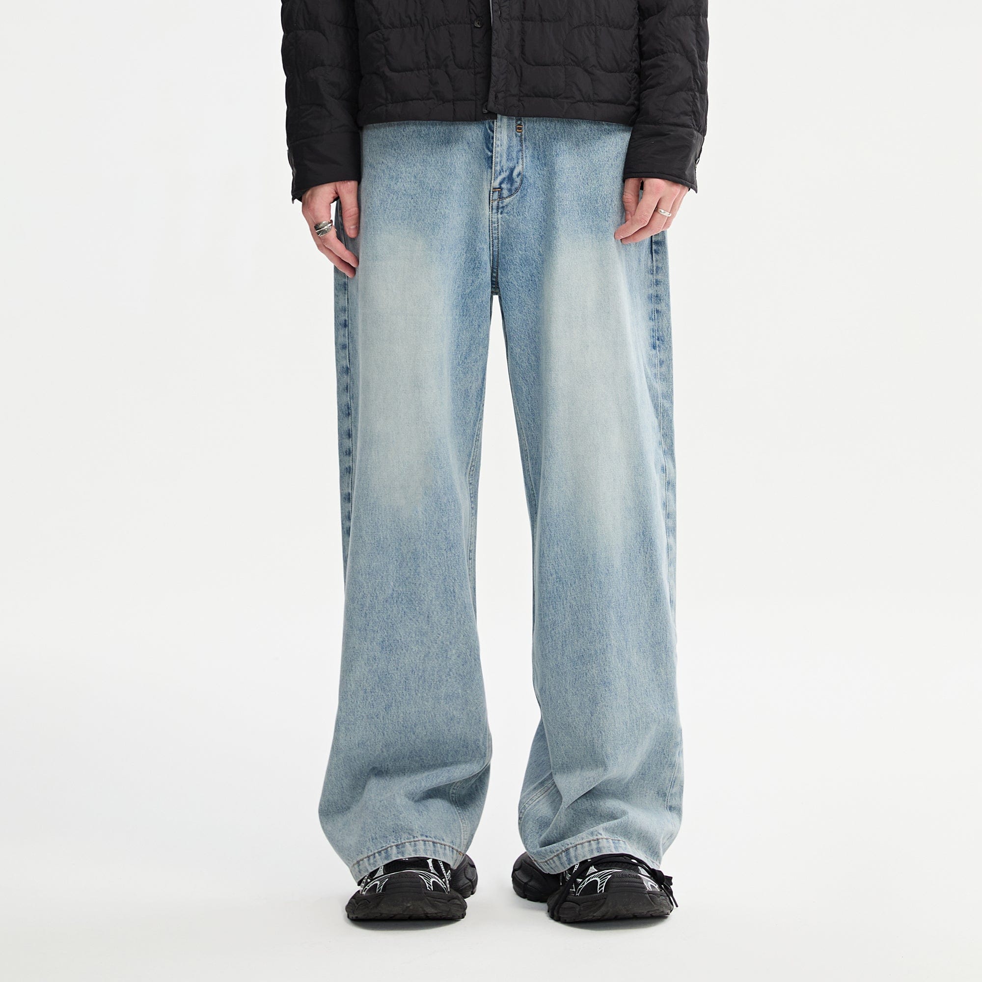 ORGANIC EMOTION Classic Washed Detachable Waist Cape Jeans-Jeans-XS-Blue-Free Shipping Leatheretro