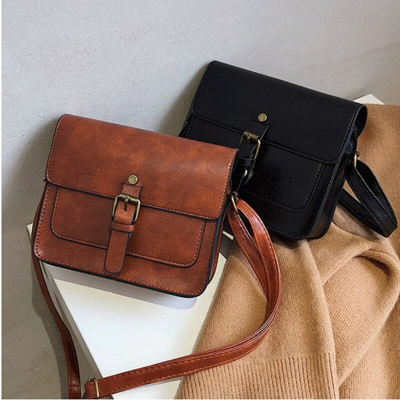 Vintage Women Flap Fashion Casual Leather Shoulder Bags Lady Crossbody Messenger Bag-Handbags-Light Brown-Free Shipping Leatheretro