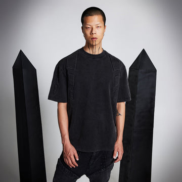 SSIN7 Armored Padded-Panel Washed T-Shirt-T Shirt-S-Free Shipping Leatheretro