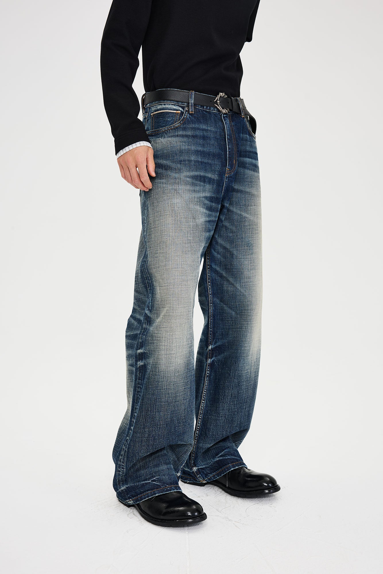 CATSSTAC Floral Embroidered Washed Straight-Leg Jeans-Jeans-M-Free Shipping Leatheretro