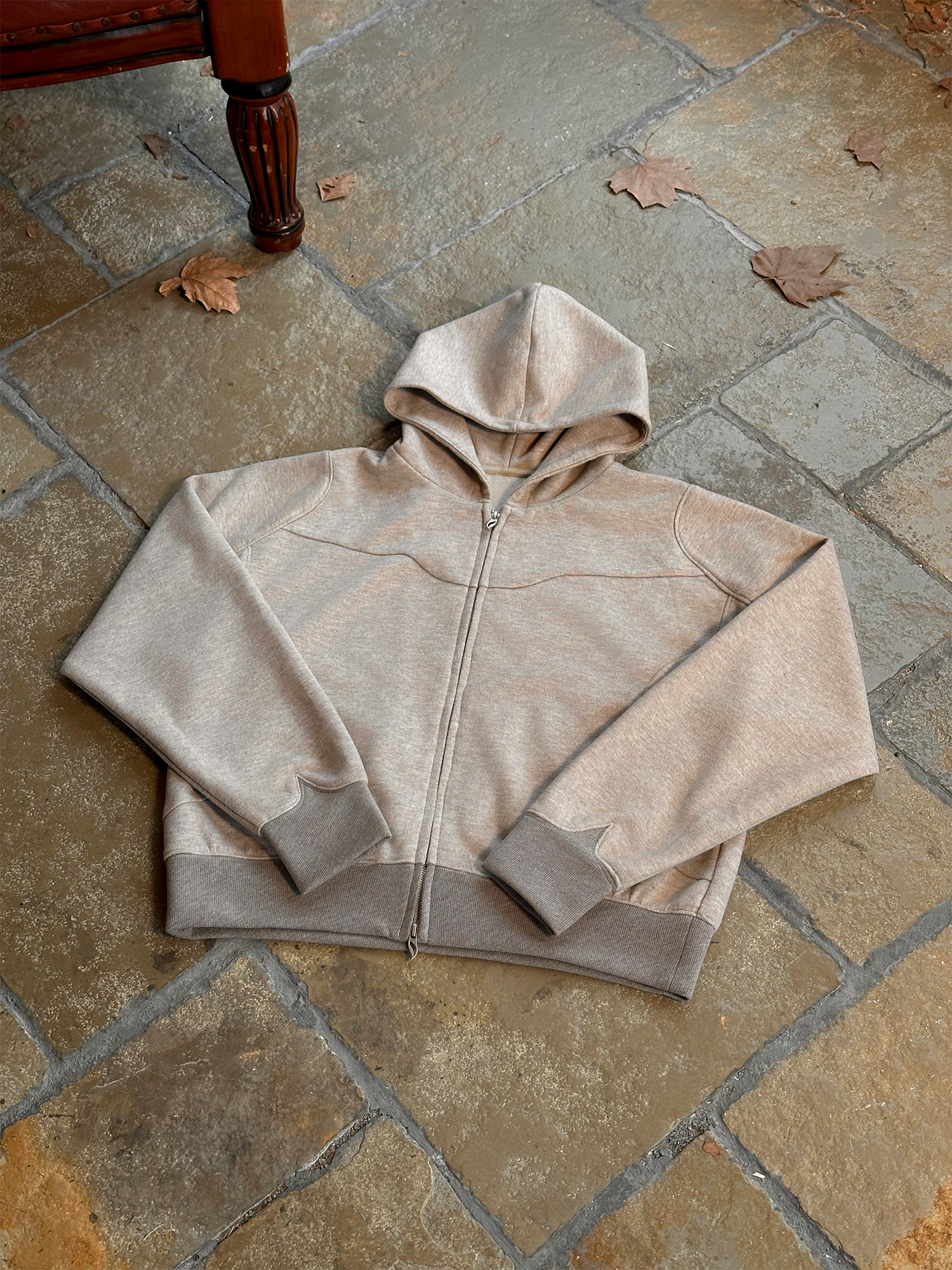 ESAIAS Wool Blend Panel Boxy Hooded Jacket-Jacket-S-Apricot-Free Shipping Leatheretro