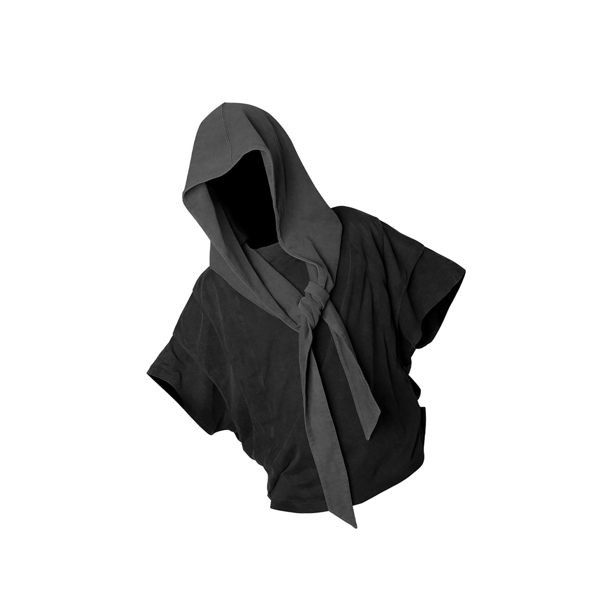 RELABEL Detachable Hood Layered Sleeve T-Shirt-T Shirt-XS-Dark Gray-Free Shipping Leatheretro