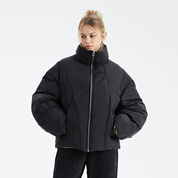 ORGANIC EMOTION Reversible Oversized Waterproof Down Jacket-Jacket-Black-M-Free Shipping Leatheretro
