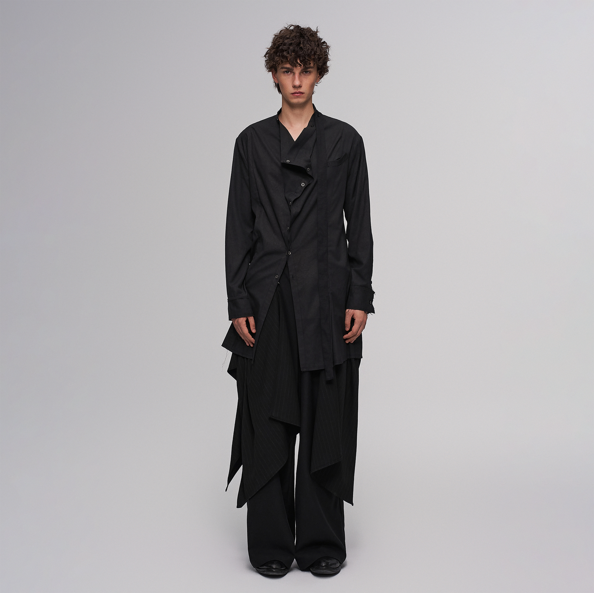 ILNya Nieternite Nifutur Asym Draped Raw-Edged Shirt-Shirt-S(0)-Free Shipping Leatheretro