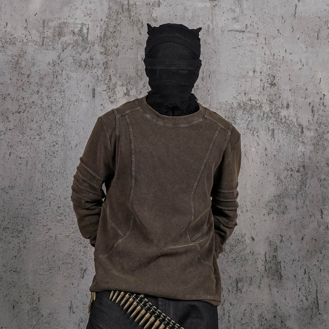 UNDERWATER Distressed Deconstructed Light Sweatshirt Brown-L/S Tee-S-Free Shipping Leatheretro