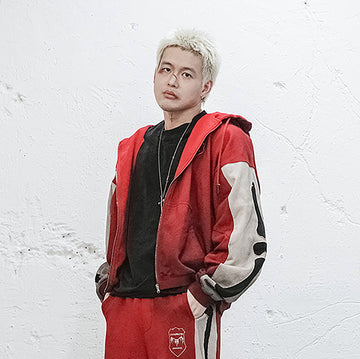 UNDERWATER Skeleton Distressed Contrast Panel Hooded Jacket-Jacket-S-Free Shipping Leatheretro