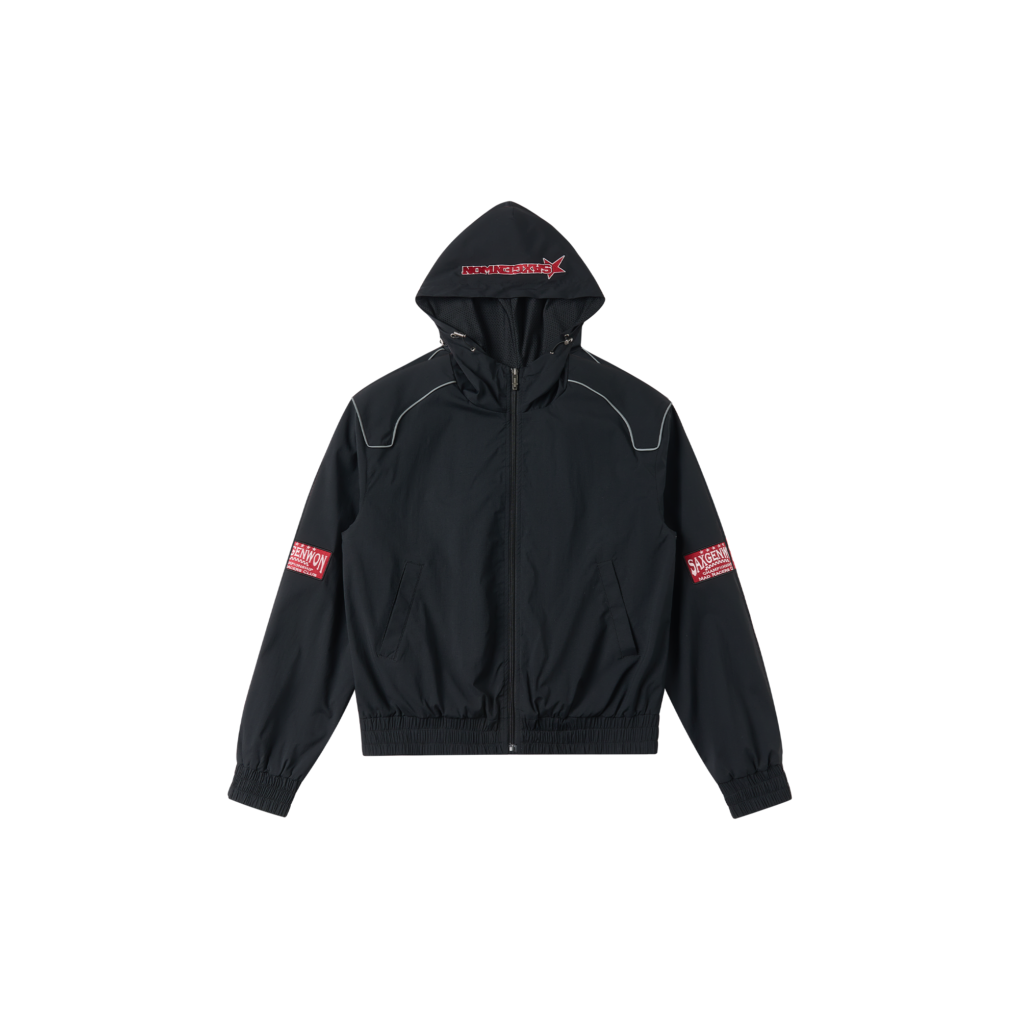 SAVAGEGROWTHWORLD Embroidered Logo Piped Hooded Jacket-Jacket-S-Free Shipping Leatheretro