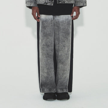VANN VALRENCE Washed Contrast-Panel Wide-Leg Jeans-Jeans-S-Free Shipping Leatheretro