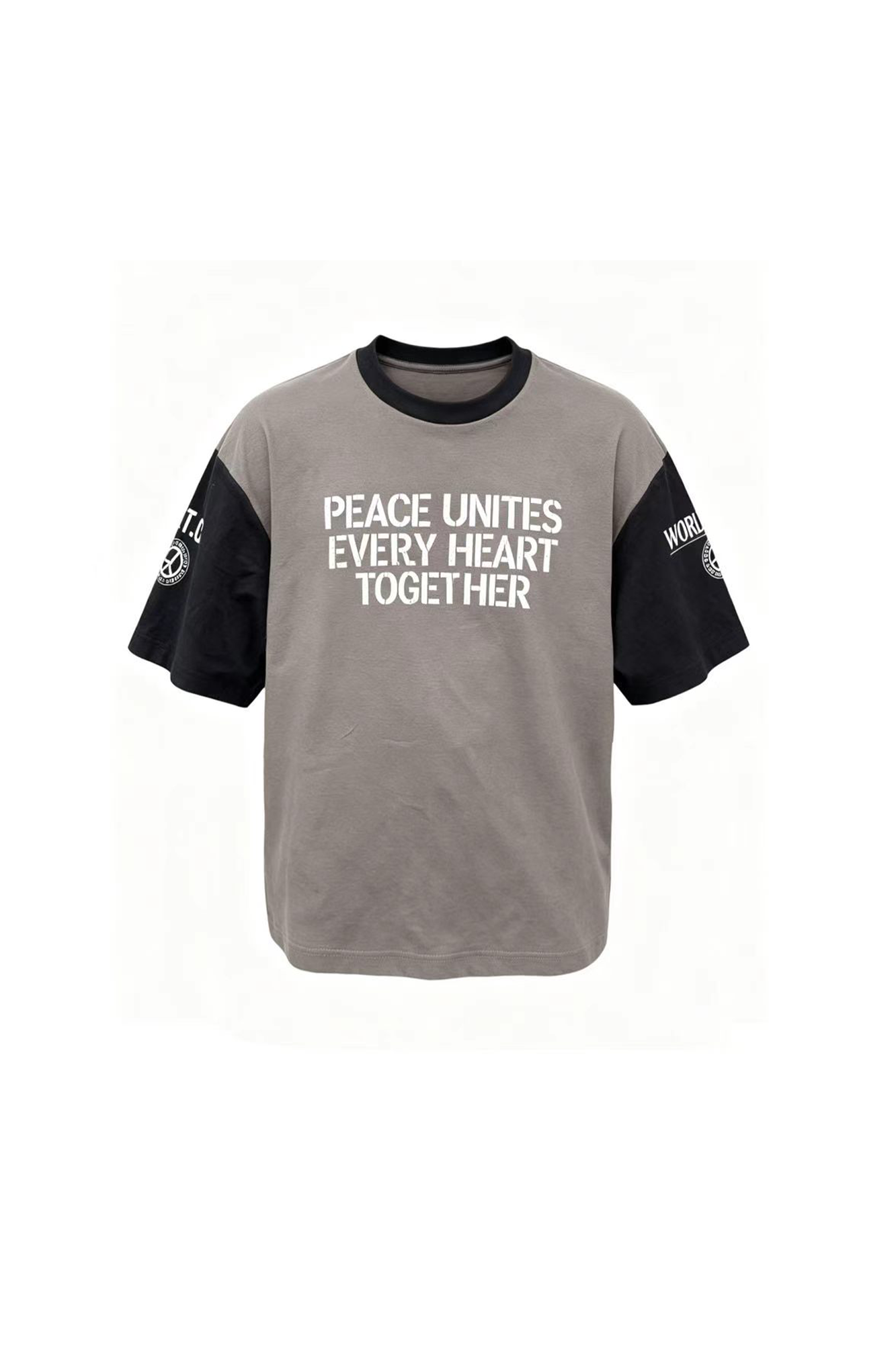 STEEPC Contrast Spliced Slogan T-Shirt-T Shirt-S (1)-Free Shipping Leatheretro