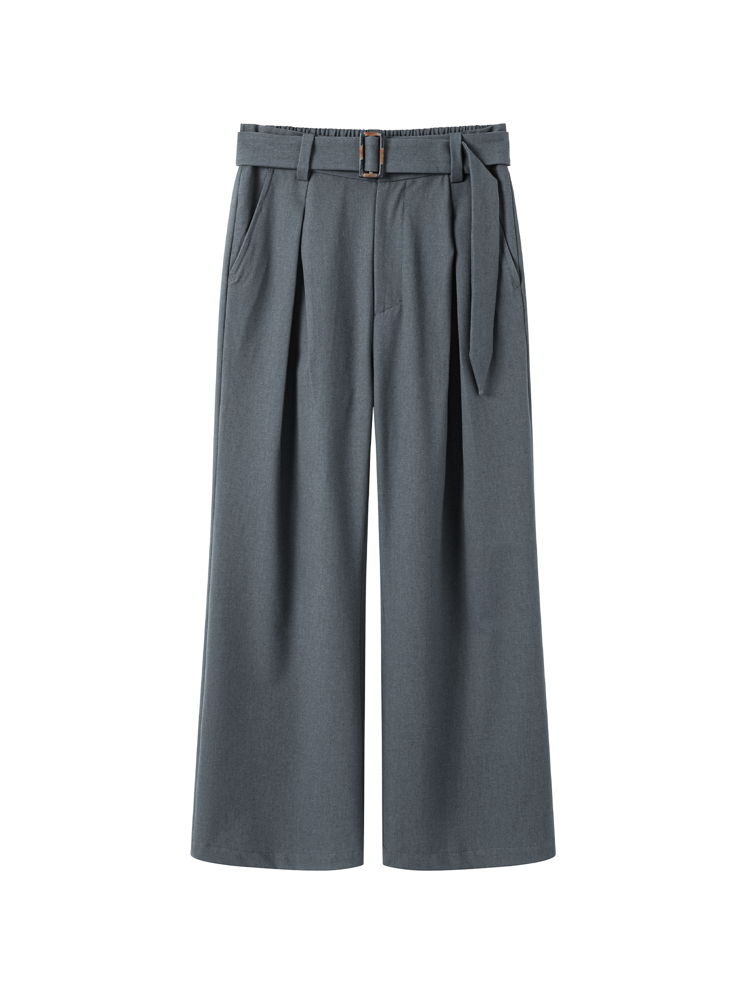 ALVNG AR ANTS Horn Buckle Belted Pleated Trousers-Pants-XS / 28-32"-Gray-Free Shipping Leatheretro