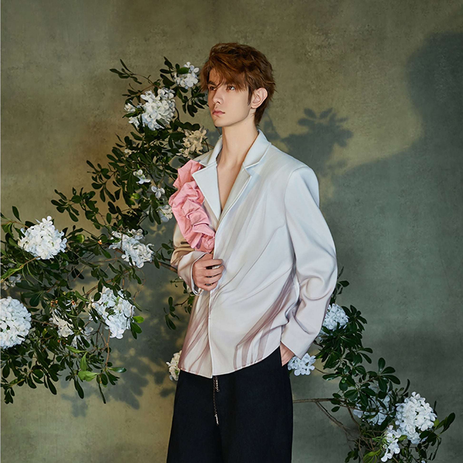 JIECHI Tulle Overlay Ruched Petal Blazer-Jacket-M (Preorder)-Free Shipping Leatheretro