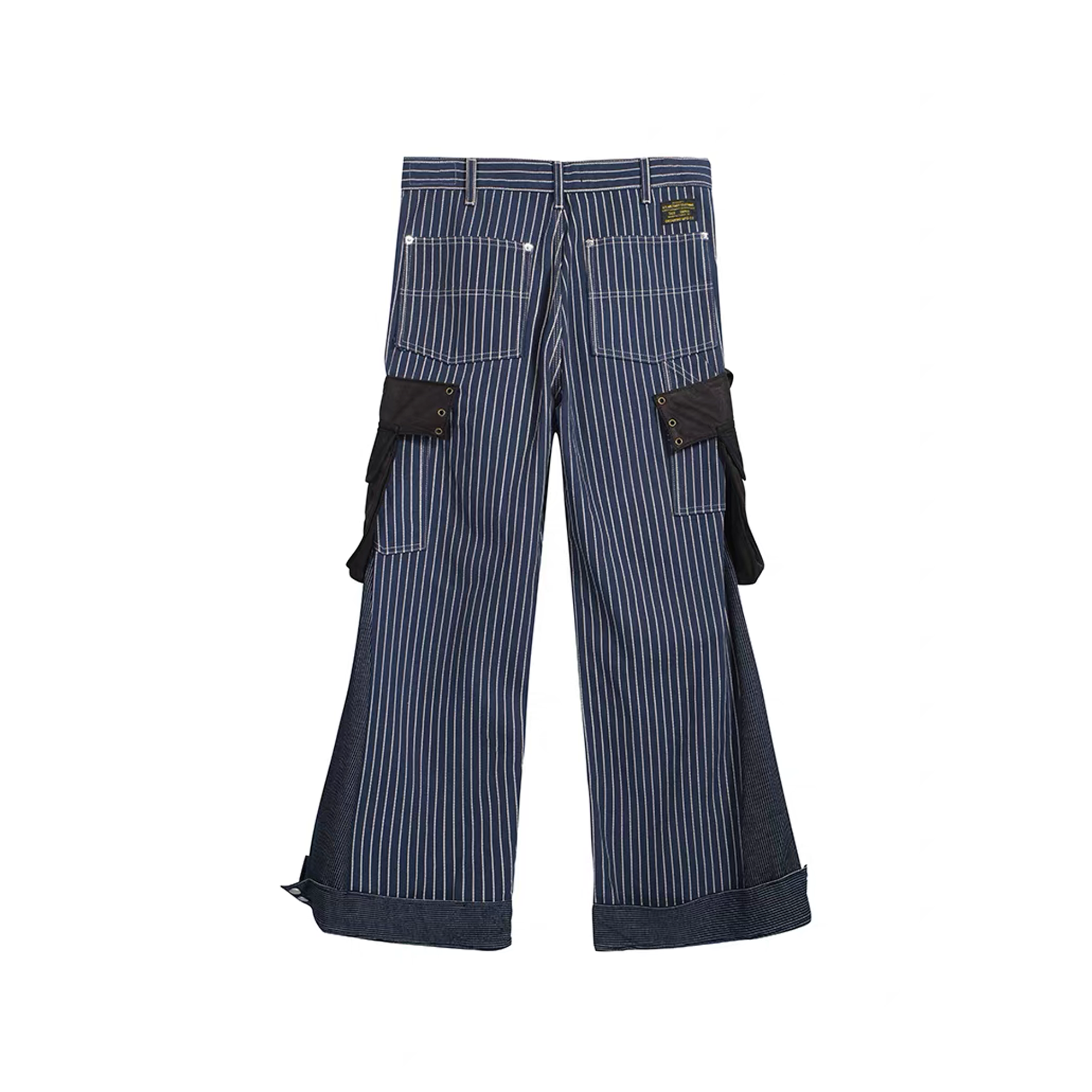 NOTHINGNESS WORLD Strap-On Pouch Utility Wide-Leg Pants-Pants-XS-Blue-Free Shipping Leatheretro