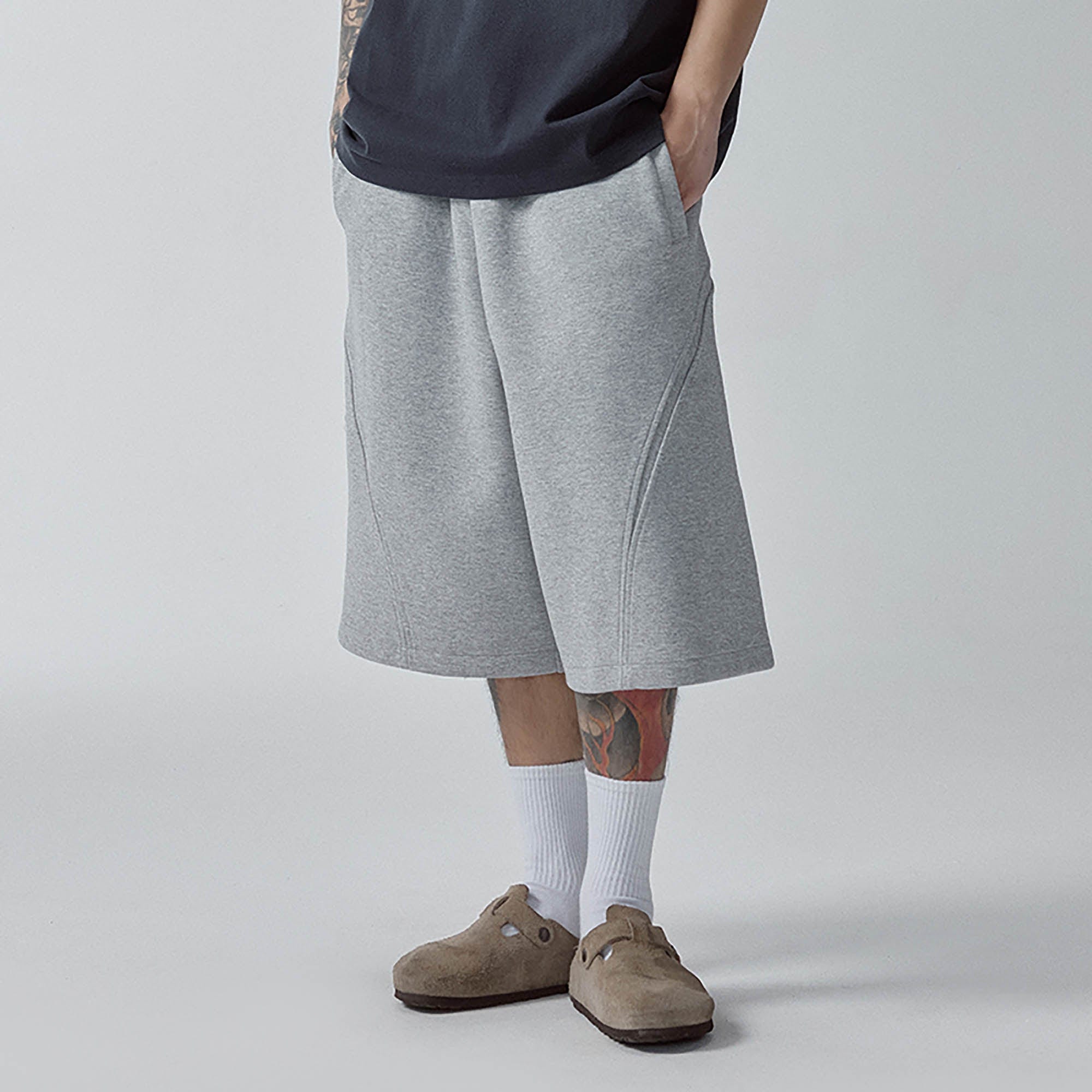 F2CE Curved Spliced Drawstring Shorts-Shorts-S-Free Shipping Leatheretro