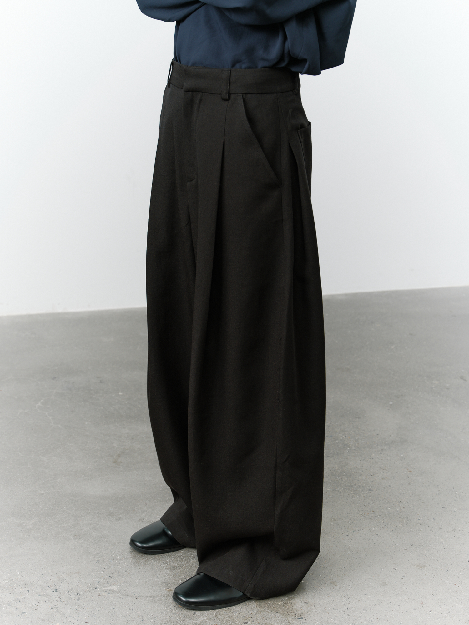 GRAINMUSTARD Minimal Draped Wide-Leg Trousers-Pants-XS-Free Shipping Leatheretro
