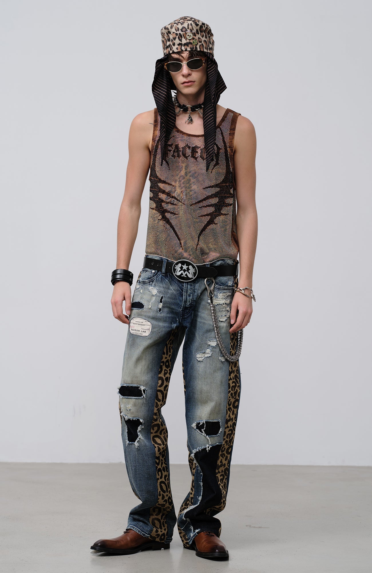 FACEONLAB Venom Diamond Punk Tank Leopard-Tank Top-M-Free Shipping Leatheretro
