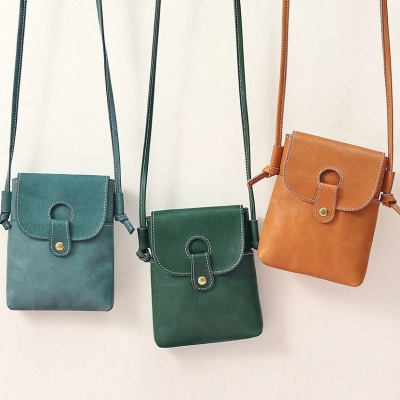 Women Trendy Leather Mini Crossbody Bag - Minimalist Phone Satchel Bags-Crossbody Bag-Blue-Free Shipping Leatheretro
