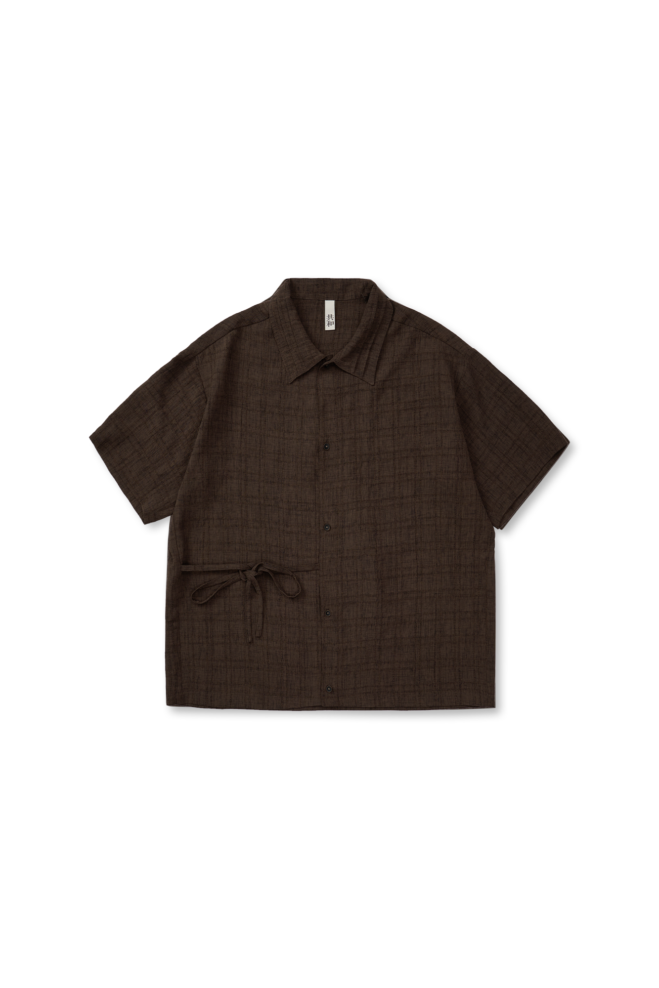GONGHE REPUB Side-Tie Draped Half Shirt-Half shirt-S-Free Shipping Leatheretro