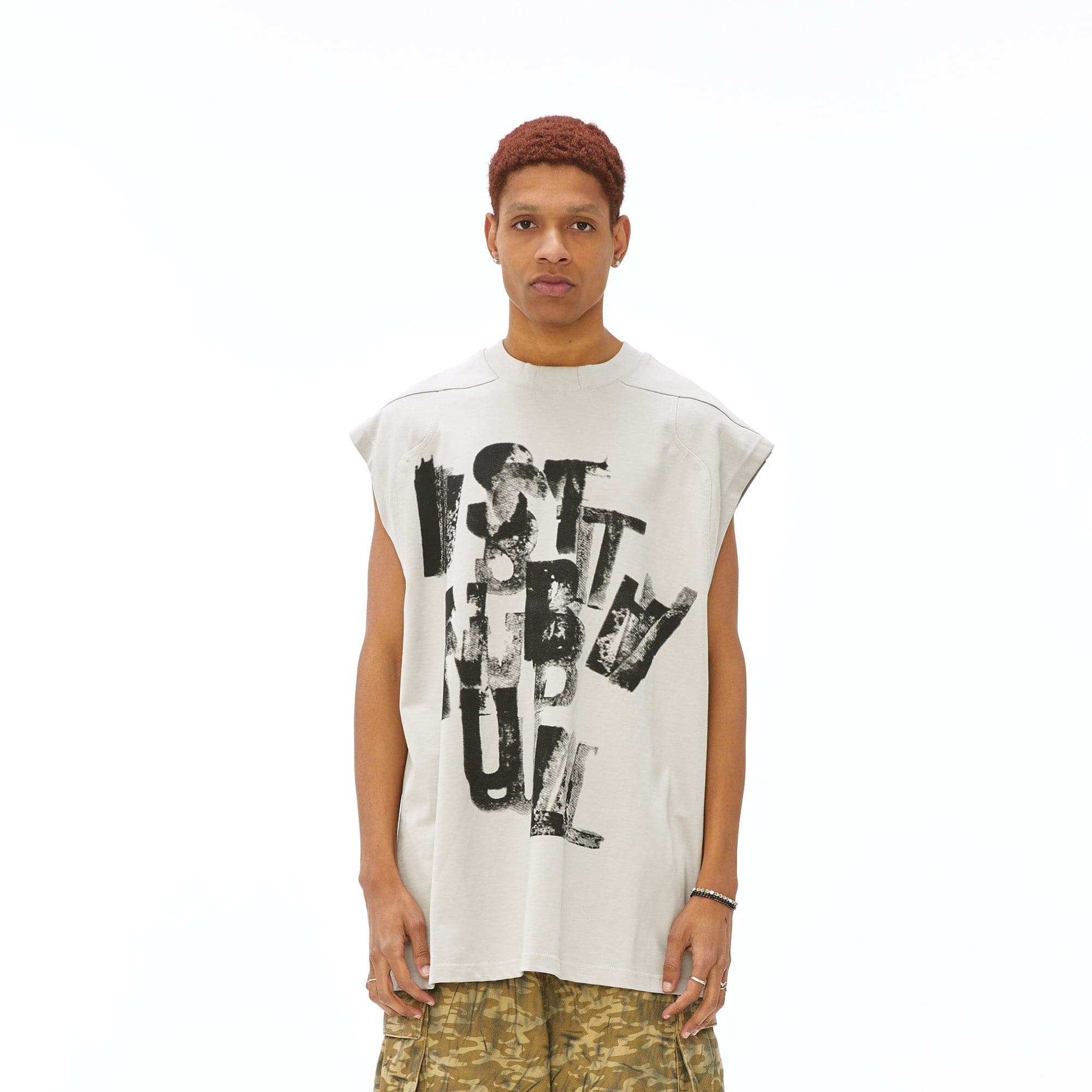 VANN VALRENCE Slogan Graphic Oversized Sleeveless Tee-T Shirt-XS-Free Shipping Leatheretro