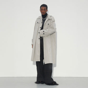 ASSEEN Utility Pocket Paneled Trench Coat-Jacket-M-Free Shipping Leatheretro