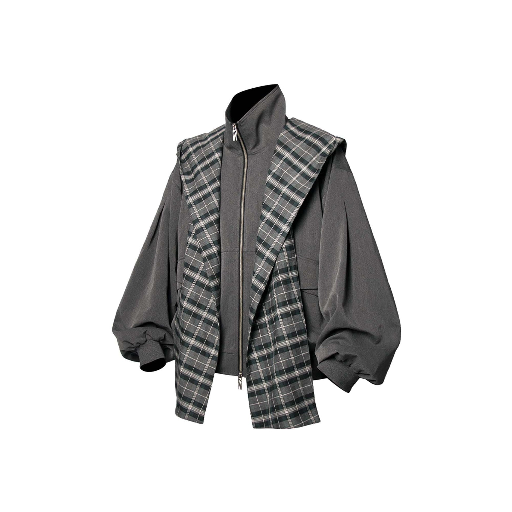 RELABEL Detachable Plaid Hooded Jacket-Jacket-XS-Free Shipping Leatheretro